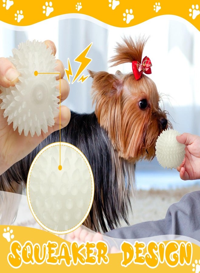 Silipull 4 Pcs 3.15 Inch Glow Dog Ball Spiky Squeaky Dog Toy Ball Glow in The Dark Rubber Interactive Elastic Puppy Fetch Chew Toys for Aggressive Chewers Small, Medium, Large Puppy Pet - Image 4
